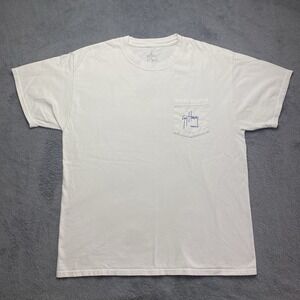 Guy Harvey Tshirt Mens Size Large White Fishing Tee Pocket 100% Cotton